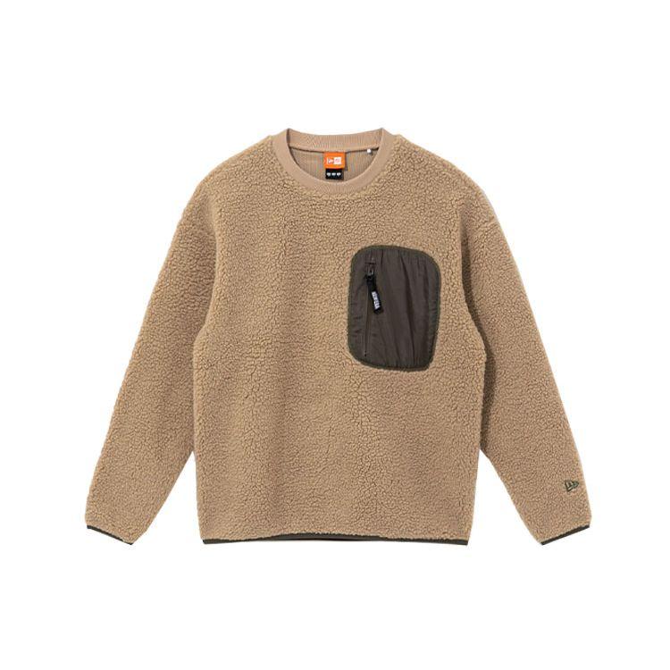 New Era FW21 Оригинаторы Флисовая толстовка с воротником-стойкой и карманом, Color Block, Спортивная толстовка с круглым вырезом, Унисекс толстовка 12866441