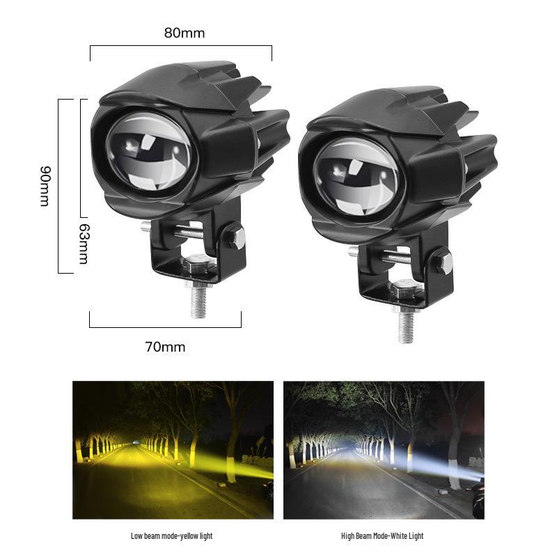 Светодиодная фара для мотоциклов, двухцветная, 80 В: Суперяркий дальний/ближний свет в белом/желтом