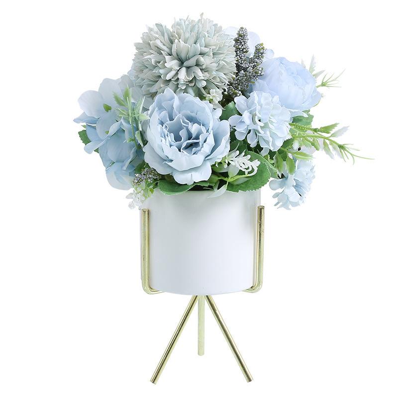 1Pc Artificial Flowers Wedding Home Bedroom Decoration Bridal Bouquet Garden Fake Silk Roses Hydrangeas Vase For Board Outdoors