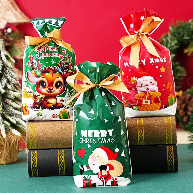 50 шт. Новогодний пакет для конфет 2025 г. Подарочный пакет Санты Пакет с завязками в виде снежинки Рождественские украшения для дома Подарок на Рождество