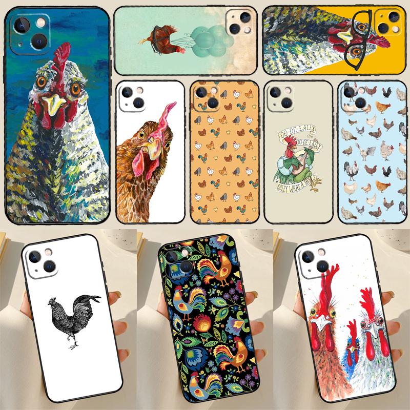 Chicken Hen Rooster Phone Case For iPhone 13 11 12 14 15 16 Pro Max Mini Plus X XS MAX XR Soft Cover