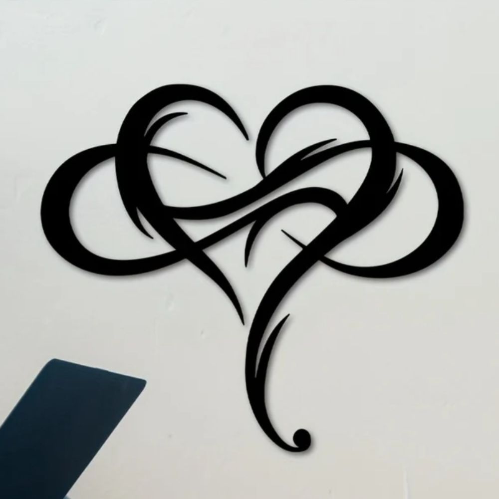 Black Iron Heart Wall Decor Love Sign Plaque Infinity Heart Decor Heart Wall Art Wall Ornament