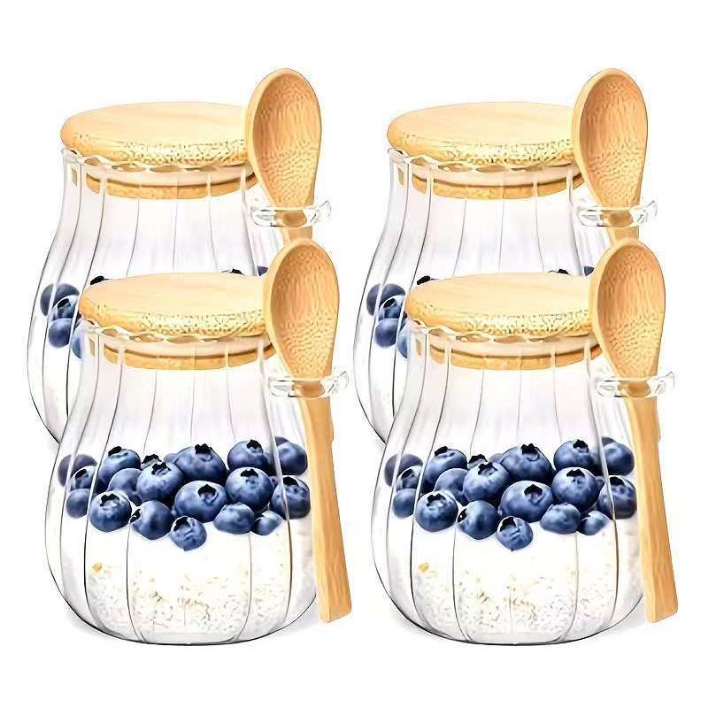 Glass Jar with Lid and Spoon 1 Piece Airtight Storage for Coffee Sugar Tea Kitchen Countertop Pantry Organizer