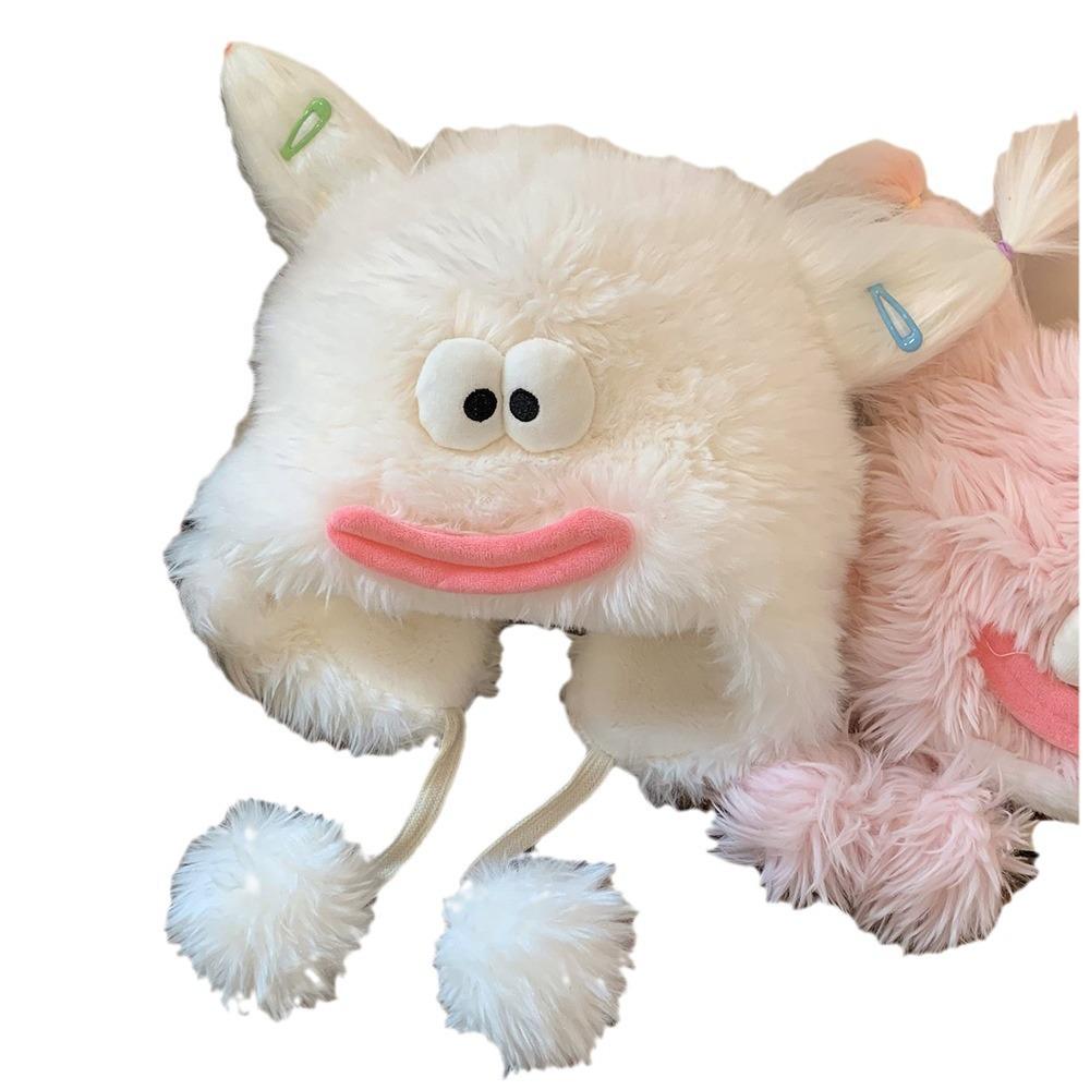 Funny ugly cute plush hat female autumn and winter plush thickened face small warm ear protection Lei Feng hat