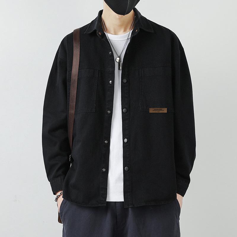 Рубашки для мужчин Весна и осень Тонкие рубашки с длинными рукавами в японском стиле в Гонконге Свободные кардиганы Куртки Универсальный повседневный тренд