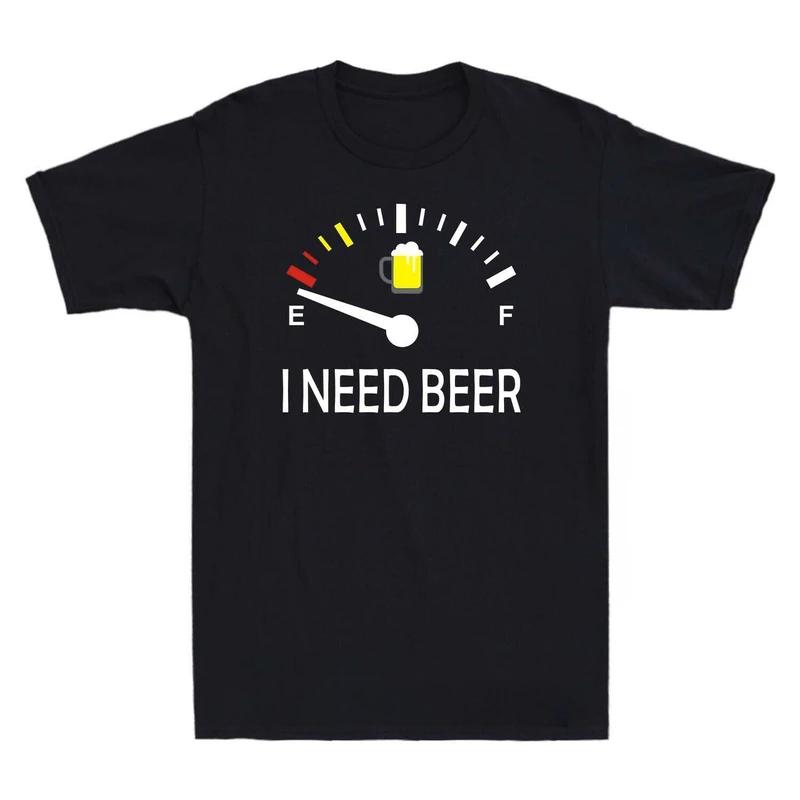 Fun drinking I need a beer meter printed T-shirt vintage vintage novelty design top for Unisex's and Unisex's clothing