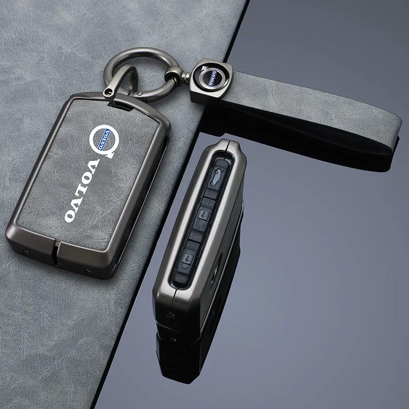 Zinc Alloy Leather Car Remote Key Case Cover for Volvo S60 S90 XC40 XC60 XC90 V60 V90 T6 T8 Auto Key Shell Protection Accessary