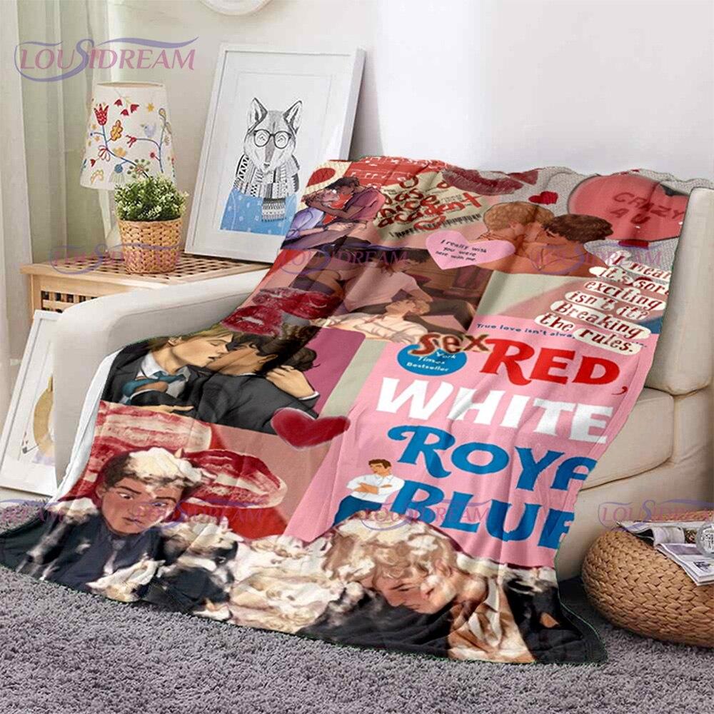 Одеяло из серии красного, белого и королевского синего цвета, мягкое фланелевое одеяло, одеяло для дома, спальни, дивана, пикника, путешествия, офиса, отдыха