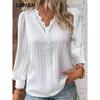 Spring and Autumn Women's Shirt Blouse Long Sleeve Tops V-Neck Lace Patchwork Blouse