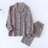 Japanese Spring and Autumn New Women's Pajama Set 100% Cotton Vintage Long Sleeved Pants Two Piece Set for Home Furnishings