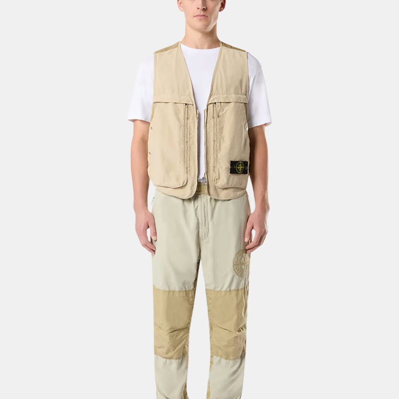 Stone Island FW24 Logo Letter Zip Casual Vest Unisex vest Off-White 8115G03M3-V0097