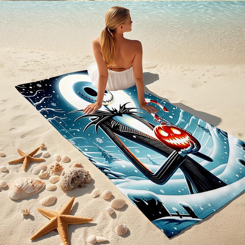 1Pc Nightmare Before Christmas Beach Towel, Quick Dry, Multi-Use for Beach Pool Gym Yoga Home Travel, Christmas, Halloween, Xmas Gift S537