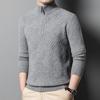 Жаккардовый однотонный универсальный шерстяной свитер с высоким воротником на молнии, новый осенне-зимний свитер из 100% шерсти, утолщенный свитер для молодых мужчин