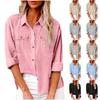 Женская повседневная свободная рубашка с длинным рукавом на пуговицах однотонная большого размера осенняя мода