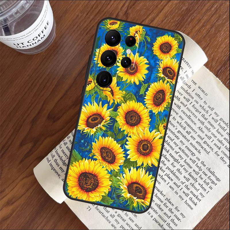 Винтажный Чехол с Подсолнухами Для Samsung Galaxy S26 Ultra S25 S24 S23 S21 S22 Ultra S10 S20 Plus S25 FE Чехол Coque