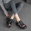 Johnature Genuine Leather Casual Thick Sole Peep Toe Sandals Hollow Breathable Women's Platform Shoes