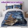 Starry Sky Animals Pattern Bedding Quilt Set Quilt Cover Pillowcase Home Decoration Birthday Gift (1 * duvet cover + 2 * pillowcase, without core)