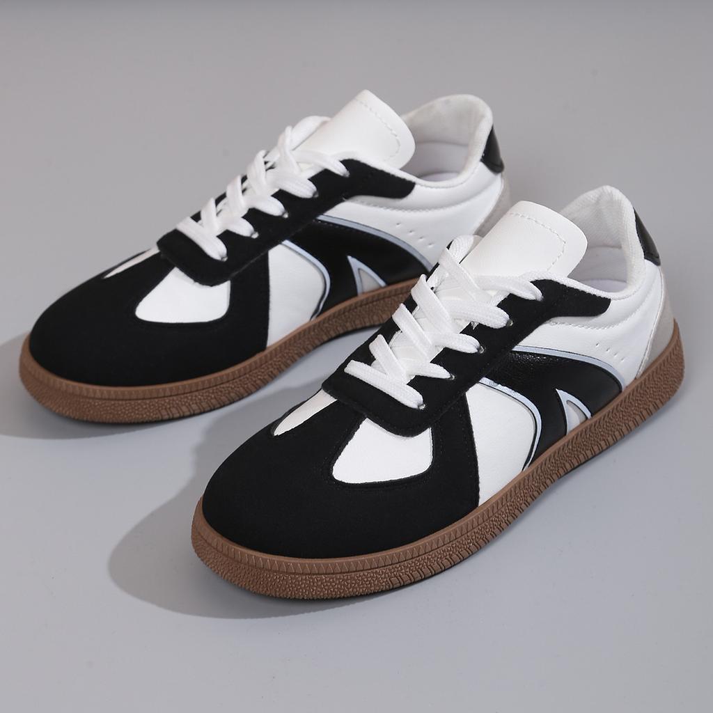 Takeaway Large-size Flat-bottomed Casual Lace-up Sports-style Single Shoes, Spring and Autumn 2025 New Korean Version of Lace-up German Training Wom