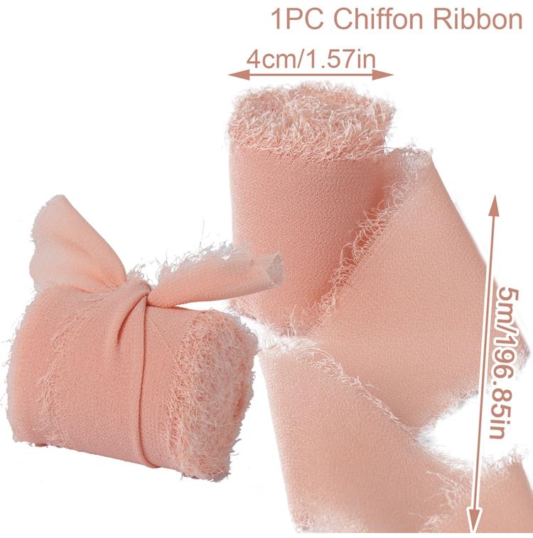 4CM*5M Handmade Frayed Edged Satin Chiffon Silk Ribbon For Wedding Invitation Wrapping Bouquets Birthday Party Decorations Gifts
