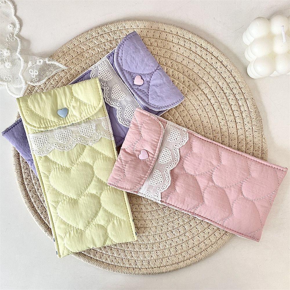 Sweet Lovely Eyeglasses Case Korean Style Cute Pencil Case Cotton Glasses Storage Bag Student