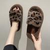 Мода 2024 года, горячая распродажа женской обуви, женские тапочки с открытым носком, модные повседневные тапочки с леопардовым принтом, женские новые короткие плюшевые плоские тапочки