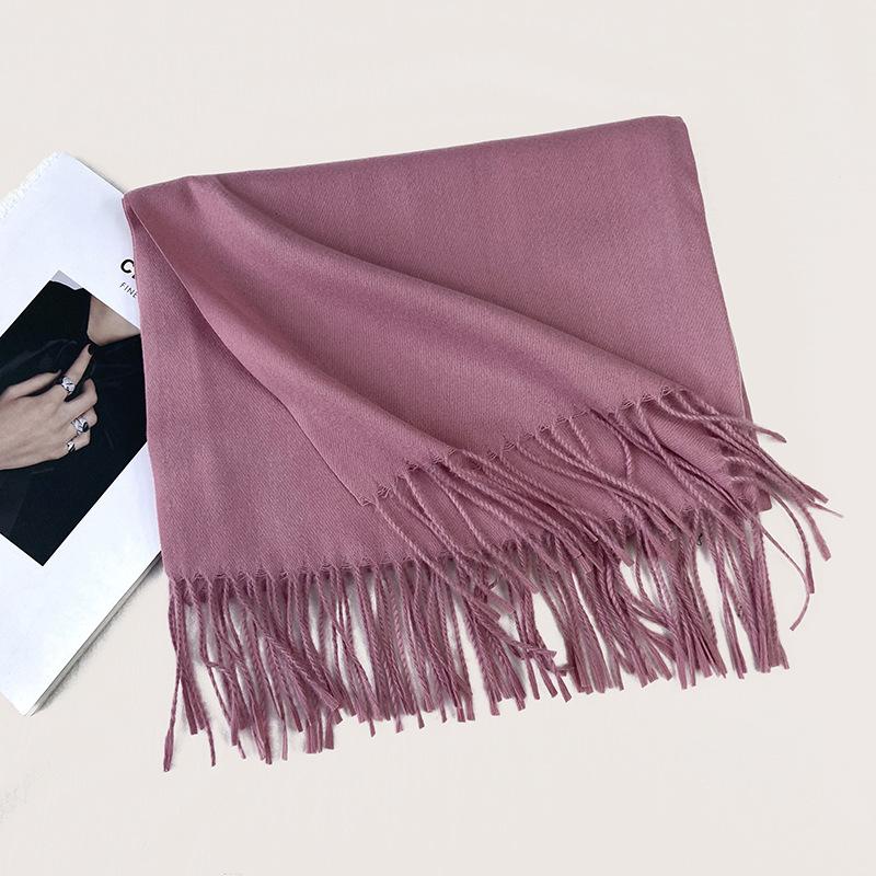Autumn and Winter New Solid Color Scarf Imitation Cashmere Scarf Women's Warm Shawl Scarf
