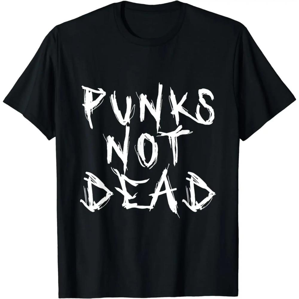 Футболка рокера с надписью «Punks Not Dead» в стиле панк-рок, эстетическая субкультура