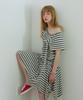 Fun From Fun Stripy Unbalanced Skirt, Gray