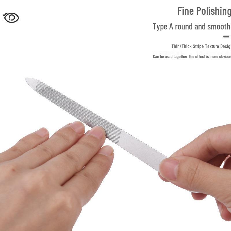 Двусторонняя пилка для ногтей из нержавеющей стали с заостренным кончиком для маникюра и полировки