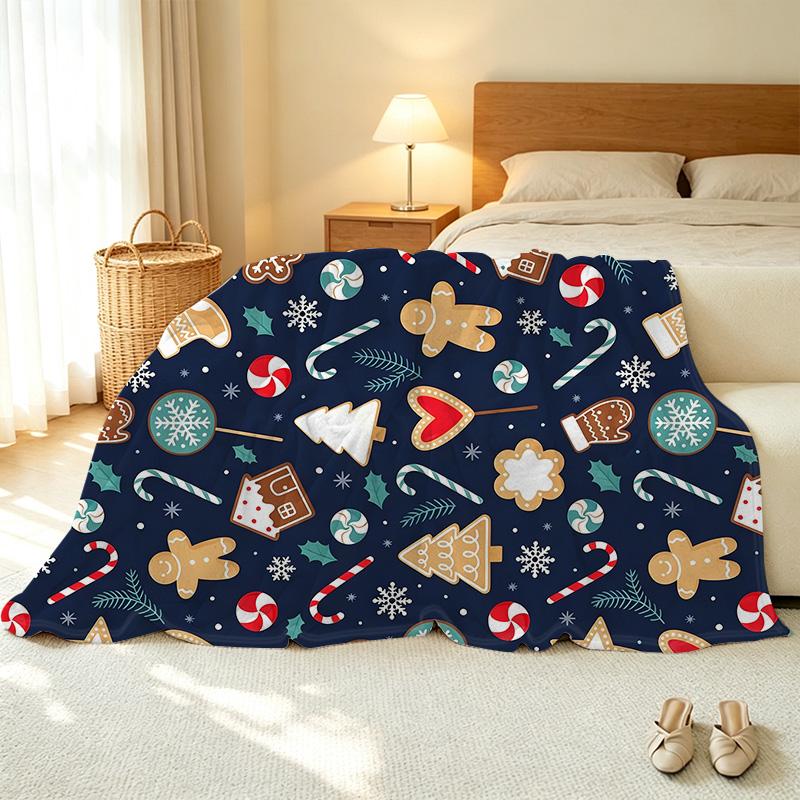 Lightweight Christmas Theme Flannel Blanket – Soft, Warm, Skin-friendly, Versatile, Cozy for Home & Car Use