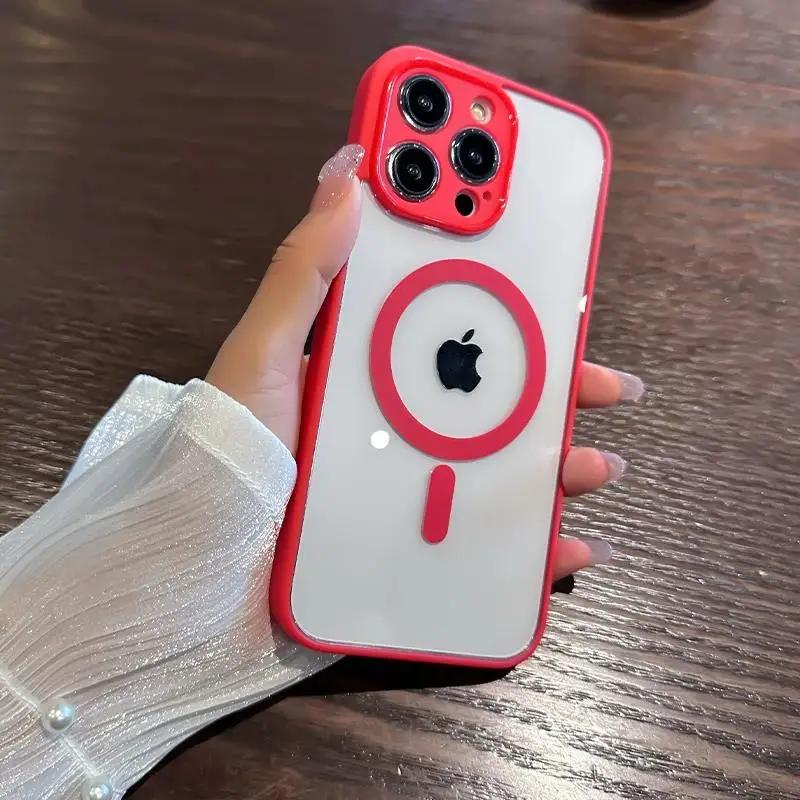 Роскошный магнитный чехол для беспроводной зарядки Magsafe для iPhone 15 14 13 12 11 Pro Max противоударный прозрачный чехол