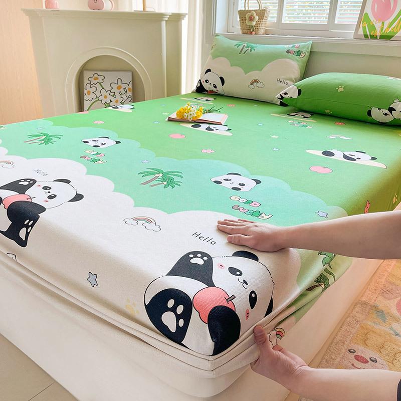 Cotton Bed Sheet on Elastic Cute Printed Mattress Cover for Kids Cartoon Pure Cotton Bed Linen (without Pillowcase)
