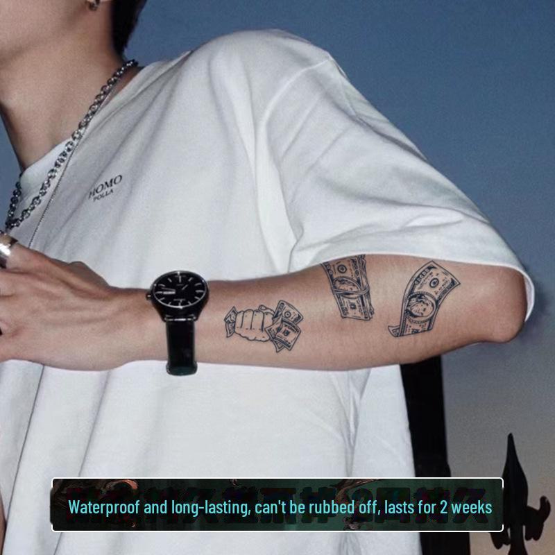 Juice Dark Series Waterproof Tattoo Stickers for Men - Cool Uzi Clown Design for Fingers, Arms, and Hands