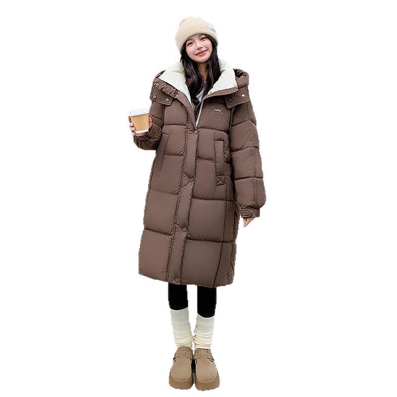 Зимняя новая средняя и длинная пуховая хлопковая одежда женская с капюшоном повседневная модная хлебная одежда утолщенная куртка