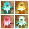 Led Light-up Teddy Bear Plush Toy With Bow Tie Design Long-haired Colorful Flashing Lights