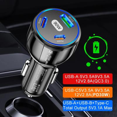 5-портовое автомобильное USB-зарядное устройство 75 Вт, автомобильное зарядное устройство Type-C, быстрая зарядка PD QC3.0, зарядное устройство для телефона в машину для iPhone Xiaomi Huawei Samsung