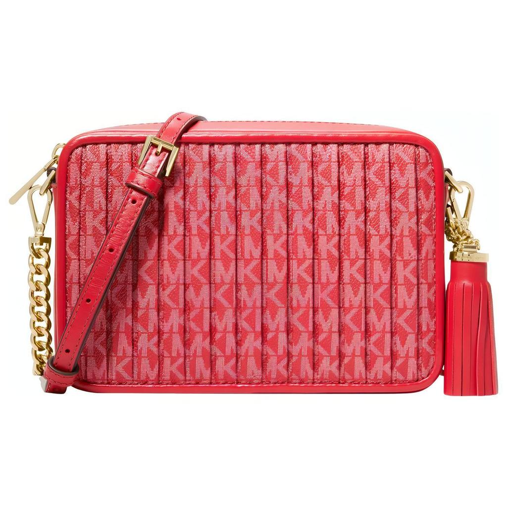 Michael Kors Mk Jet Set Charm Монограмма Модная Повседневная Кожаная Сумка Через Плечо На Плечо Средняя Женские сумки Красный 32F1GT9M2V-602