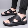 The First Layer of Cowhide Sandals Men's Trendy Summer New Soft-soled Soft-sided Leather Beach Shoes Thick-soled Cool Slippers 1 Piece