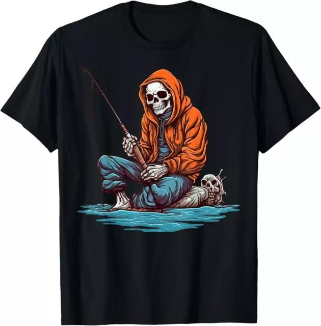 Funny Skeleton Fishing Bass Fisherman Skeleton Halloween Tee Gift Tees S-3XL