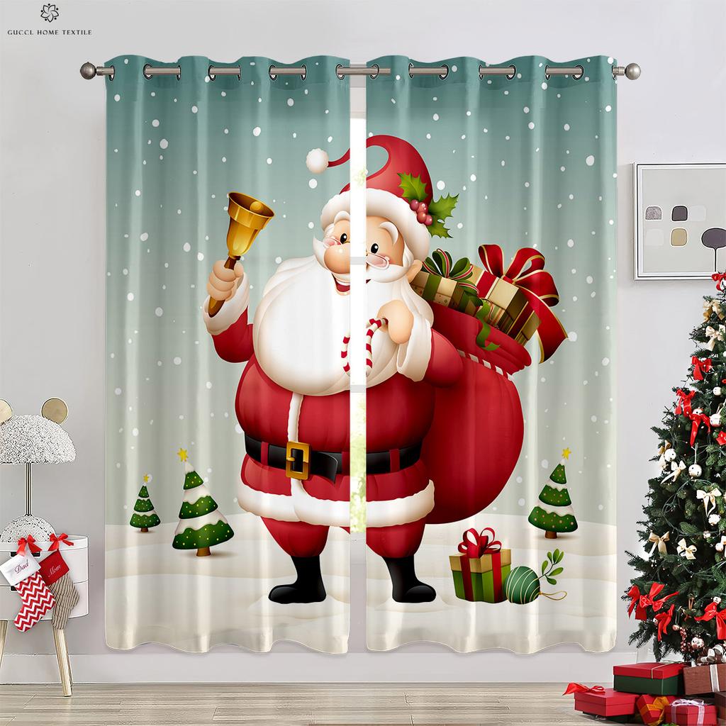 Веселый рождественский снеговик, шар, 3D-печатная занавеска, спальня, ресторан, фестиваль, украшение для вечеринки, занавеска, подарок, 2 шт.