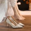 Pearl Rhinestone High Heels New Main Wedding Dress Bridal Shoes Temperament Pointed Stiletto Single Shoes
