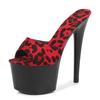 High Heels Women Fish Toe Sexy Black Heels Ultra-High-Heel Leopard Print Slippers Sandals 181 Series 17cm Heel 7cm Platform LFD