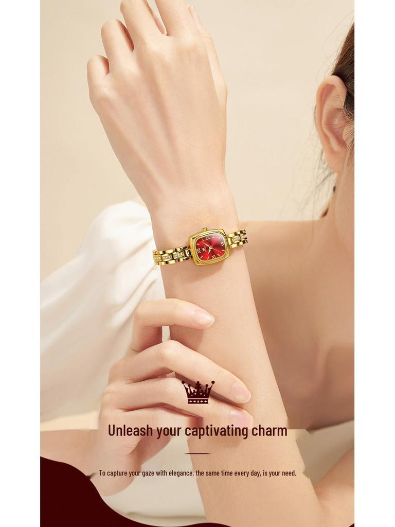 OLEVS Женские изысканные минималистичные часы-браслет с квадратным циферблатом в стиле ретро, кварцевые