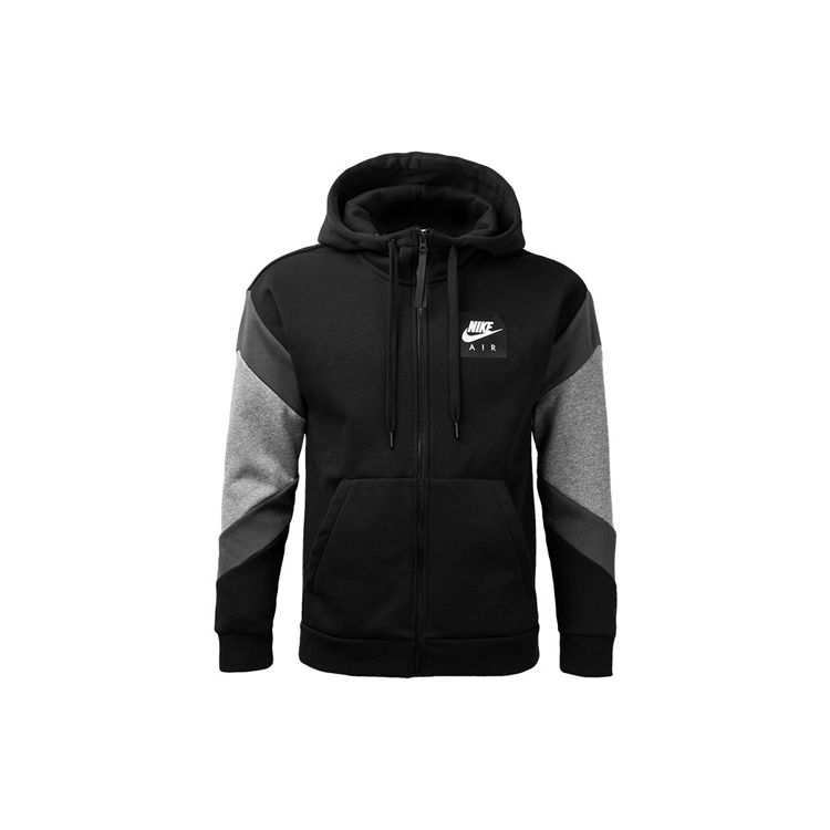 Nike Air Logo Color-Block Casual Sport Hooded Jacket Men Jackets Black 928630-010