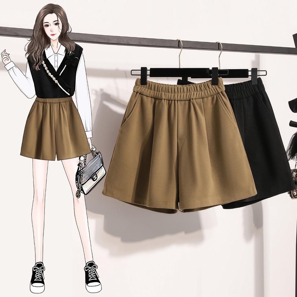 DIMANAF Plus Size 2025 New Winter Women Shorts Pants Thick Loose Casual Short Pants Elastic Waist Fashion Lady