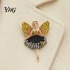 Ballet Fairy Brooch Pin Sparkling Rhinstone Brooch, Winged Dancer Girl Alloy Lapel Coats Decorative Badge Pin, Women Jewelry Accessories for