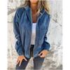 Women's Spring and Autumn Solid Color Simple Corduroy Jacket Long Sleeve Hooded Coat