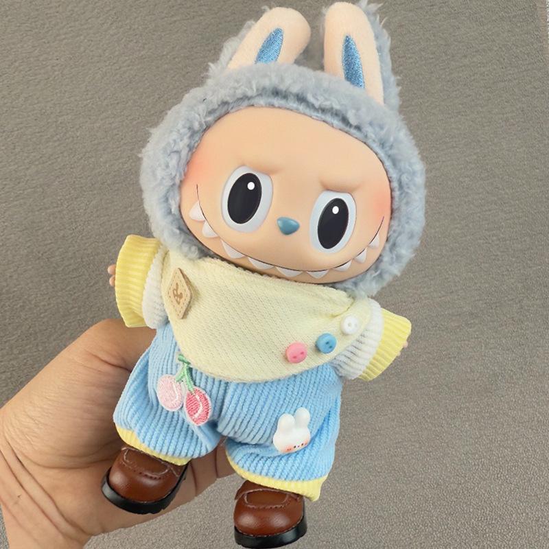 17cm Labubu Doll Clothes: Keychain Pendant Outfit with Skirt and Sweater for Parties