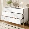 Modern 6-Drawer Chest, White Storage Chest with Zinc Alloy Handles & Steel Legs, 120×40×78cm MDF Cabinet for Bedroom, Living Room, Entryway