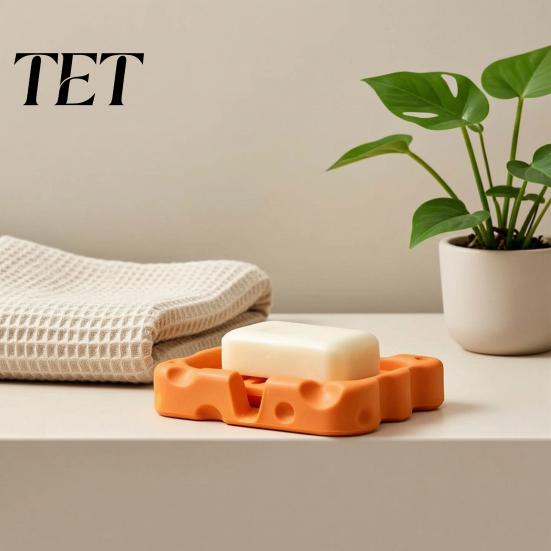 Soap Holder for Bathroom Cheese Shaped Box, 3D Printed Draining Holder, Creative Storage Shower Tray Family Hotel Sink Non Slip